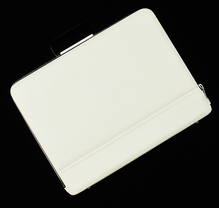 Valextra leather designer briefcase in Pergamena white